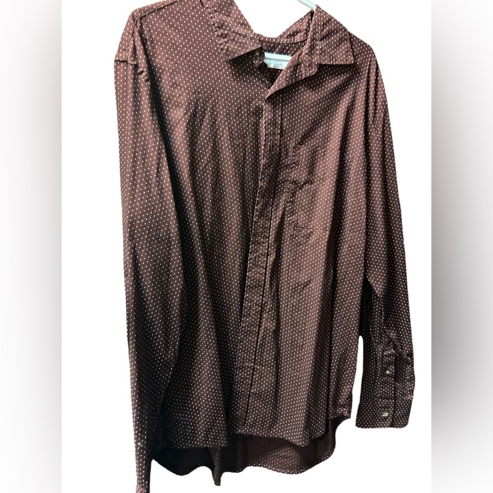 Maroon polka dot dress shirt
